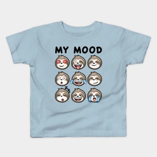 My mood Funny sloth icons faces Kids T-Shirt